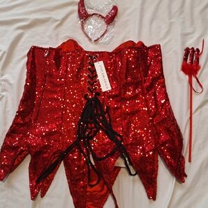 Red Sequin Devil Costume for Woman
